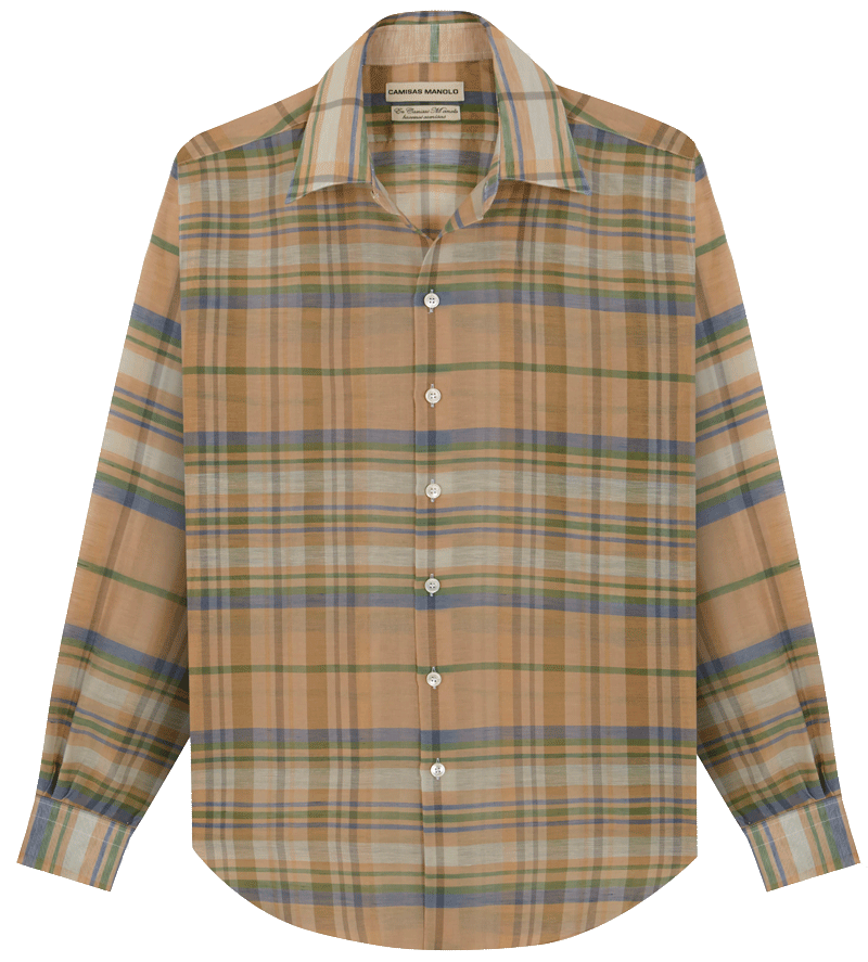 CAMEL BLUE/GREEN/WHITE CHECKS NORMAL SHIRT