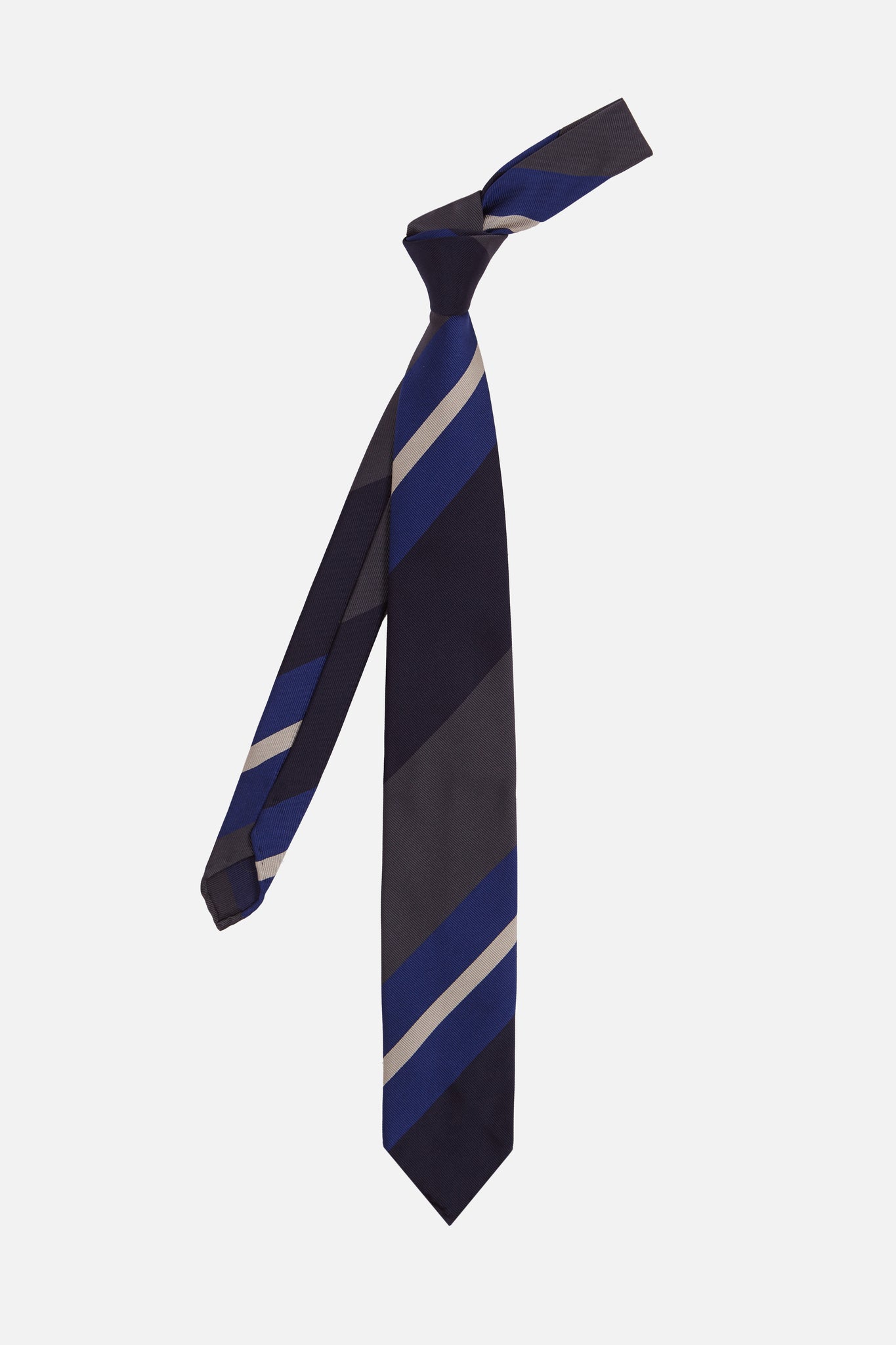 NAVY BLUE/GREY/WHITE STRIPES CM TIE