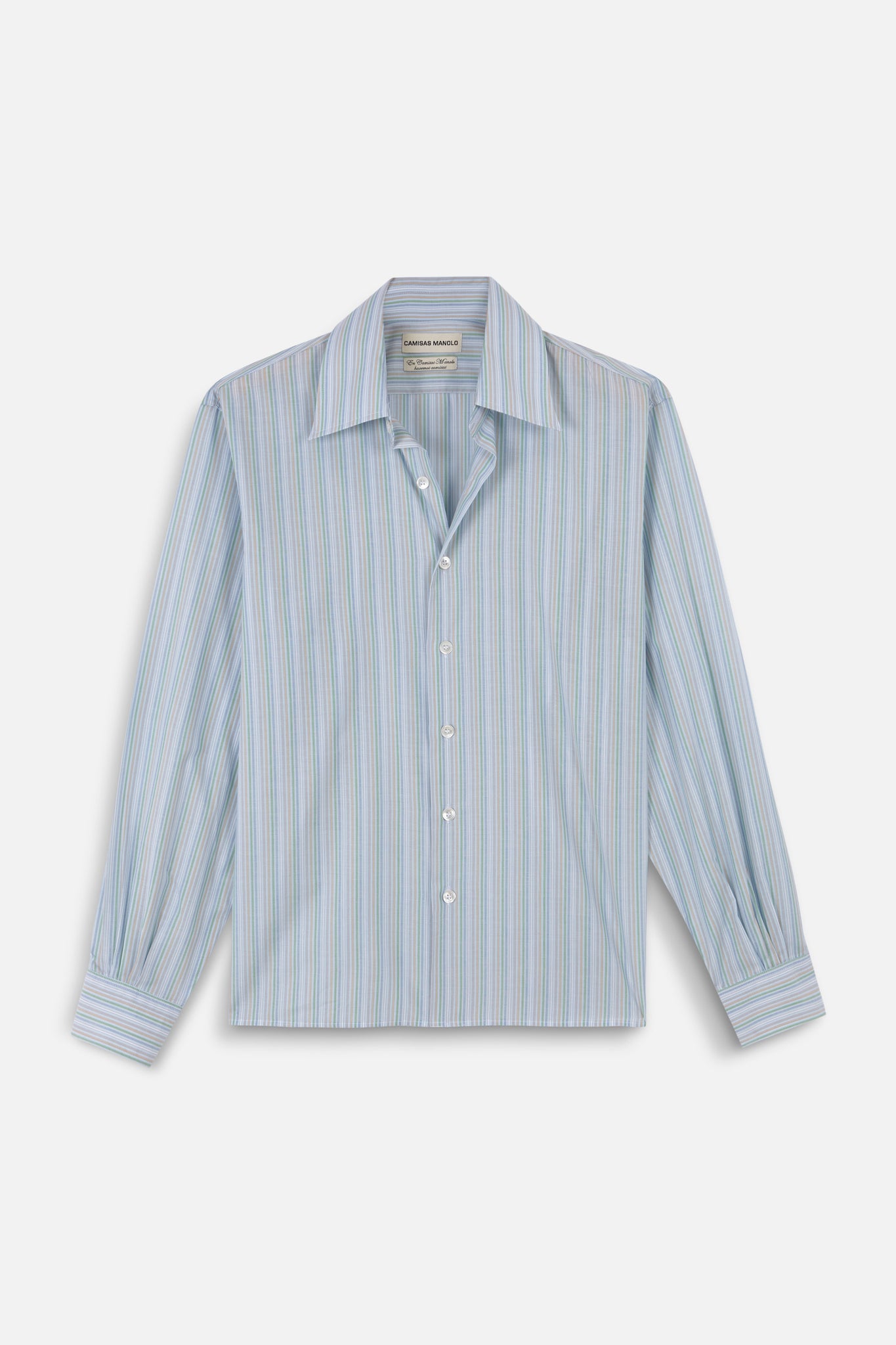 blue green/brown stripes camisa shirt