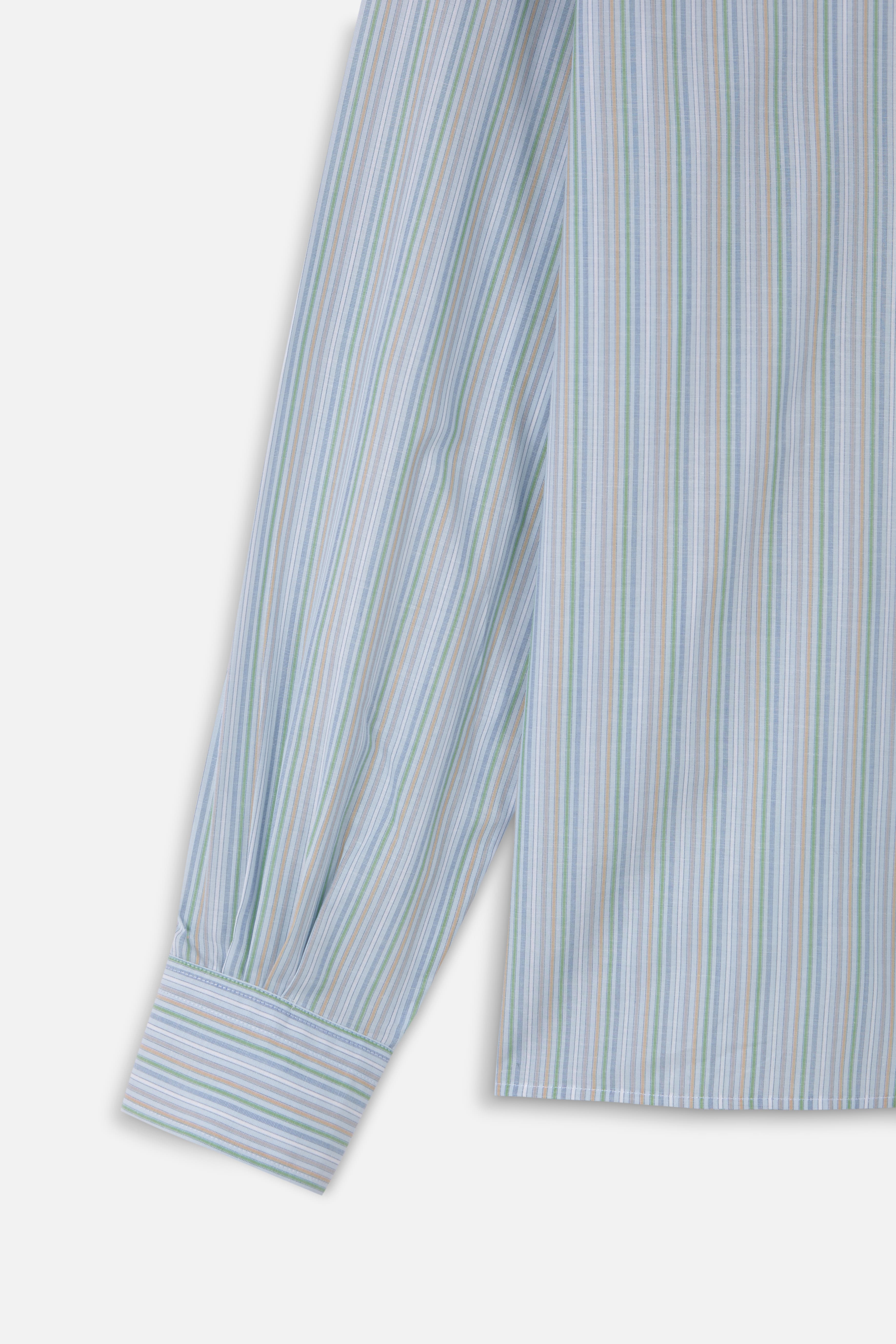 blue green/brown stripes camisa shirt