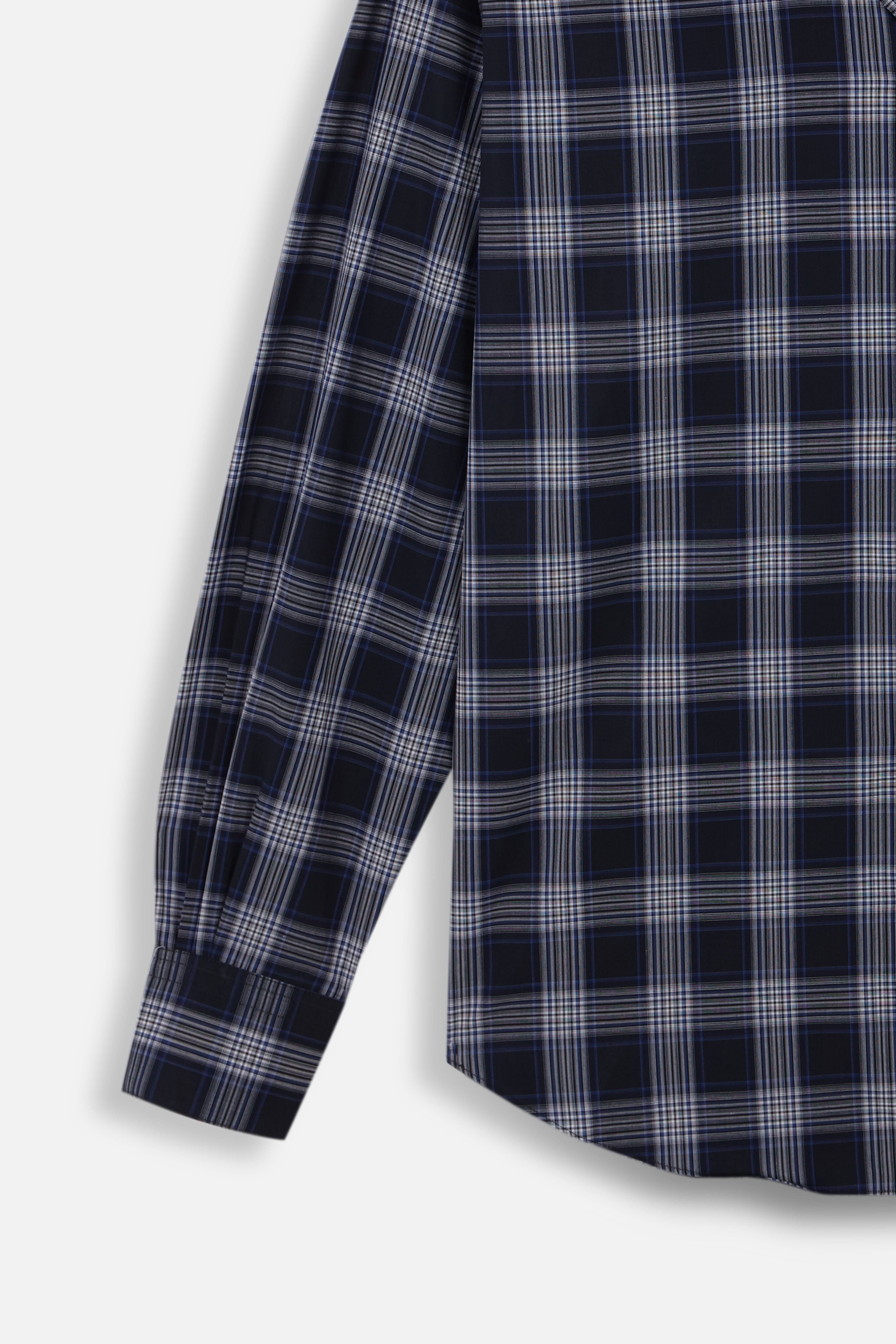 NAVY BLUE/WHITE CHECKS NORMAL SHIRT
