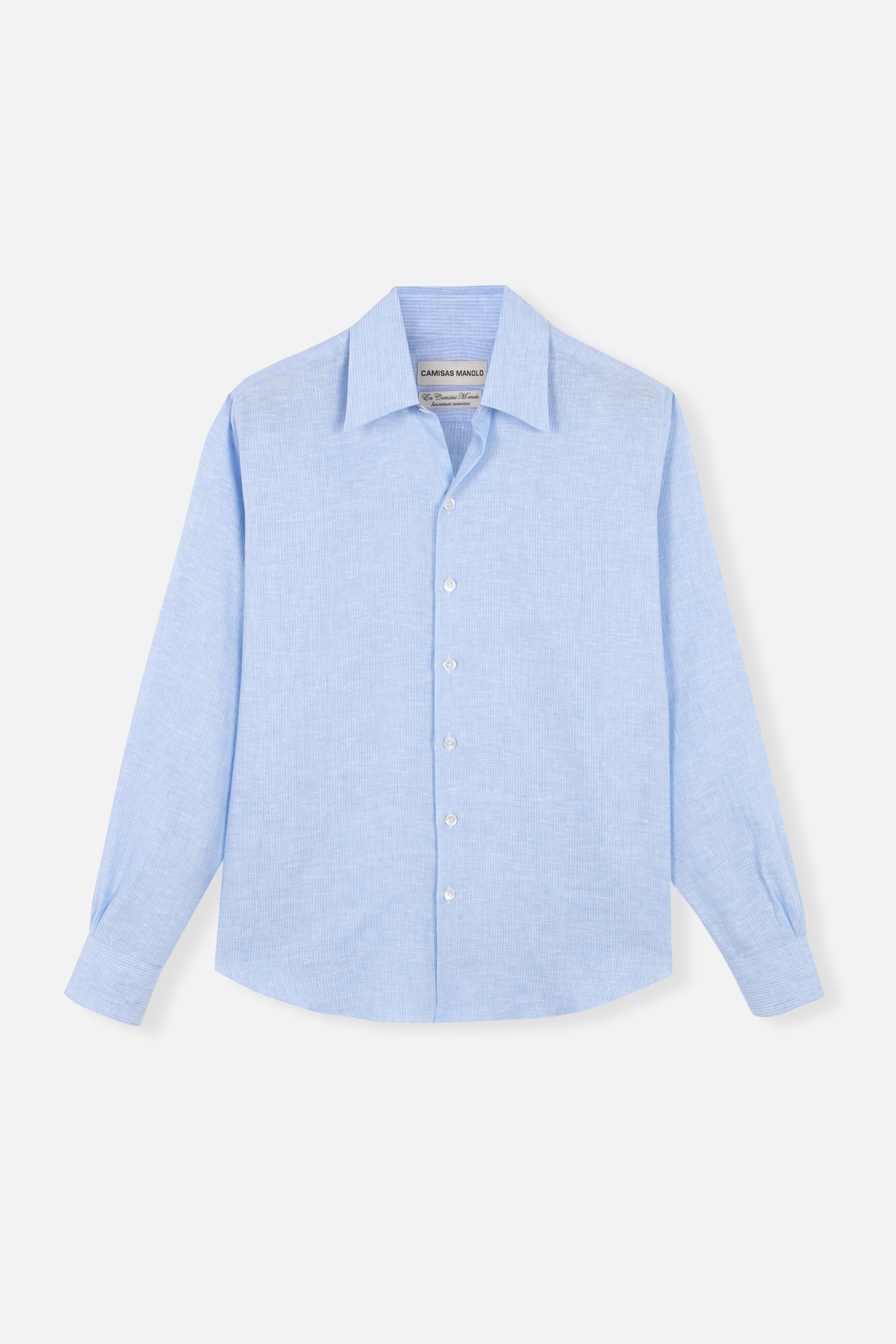 LIGHT BLUE WHITE STRIPES NORMAL SHIRT