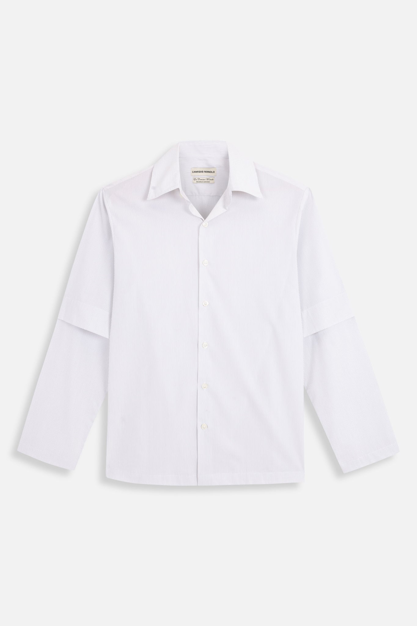 white black stripes double sleeve shirt