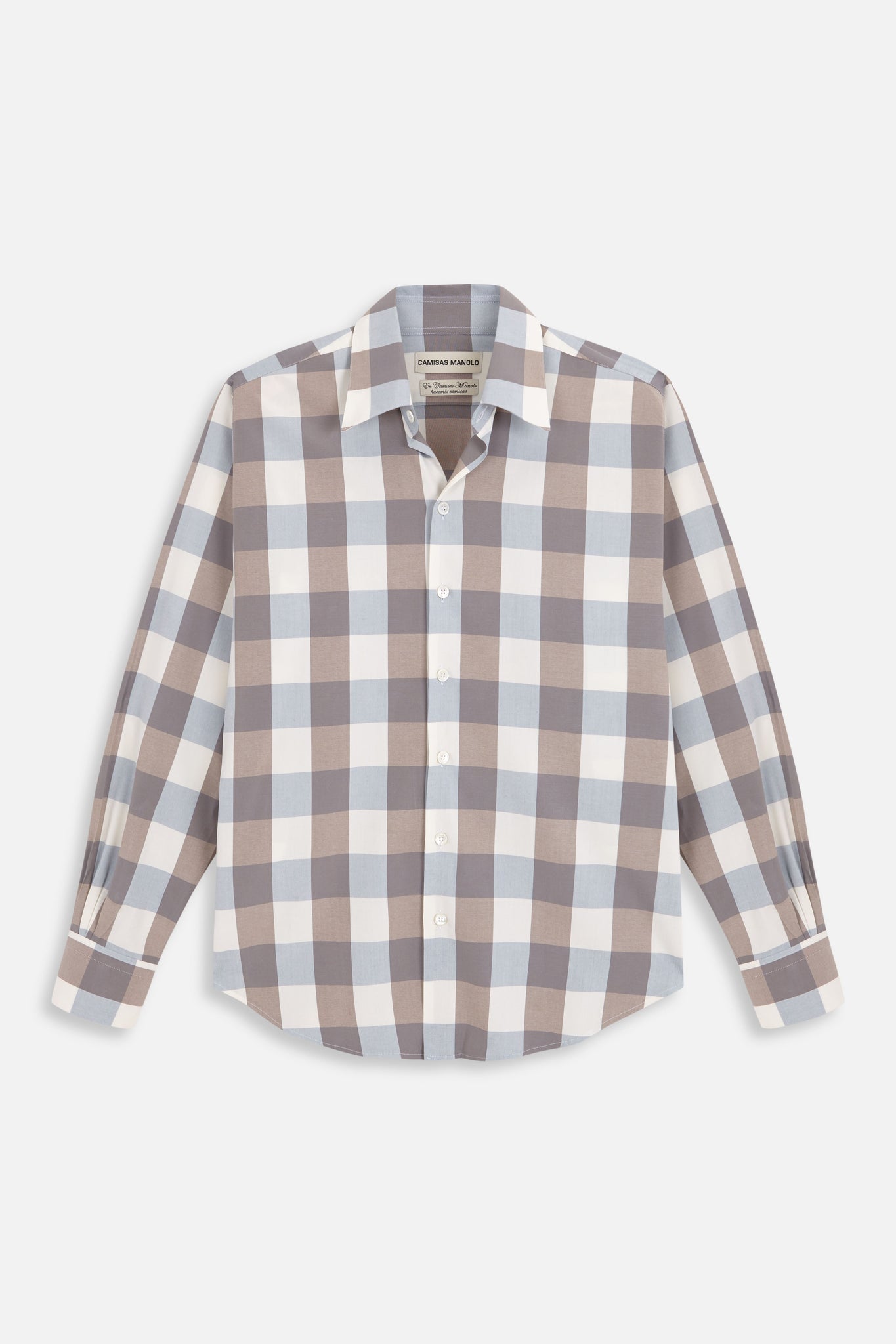 brown/bue/white checks normal shirt