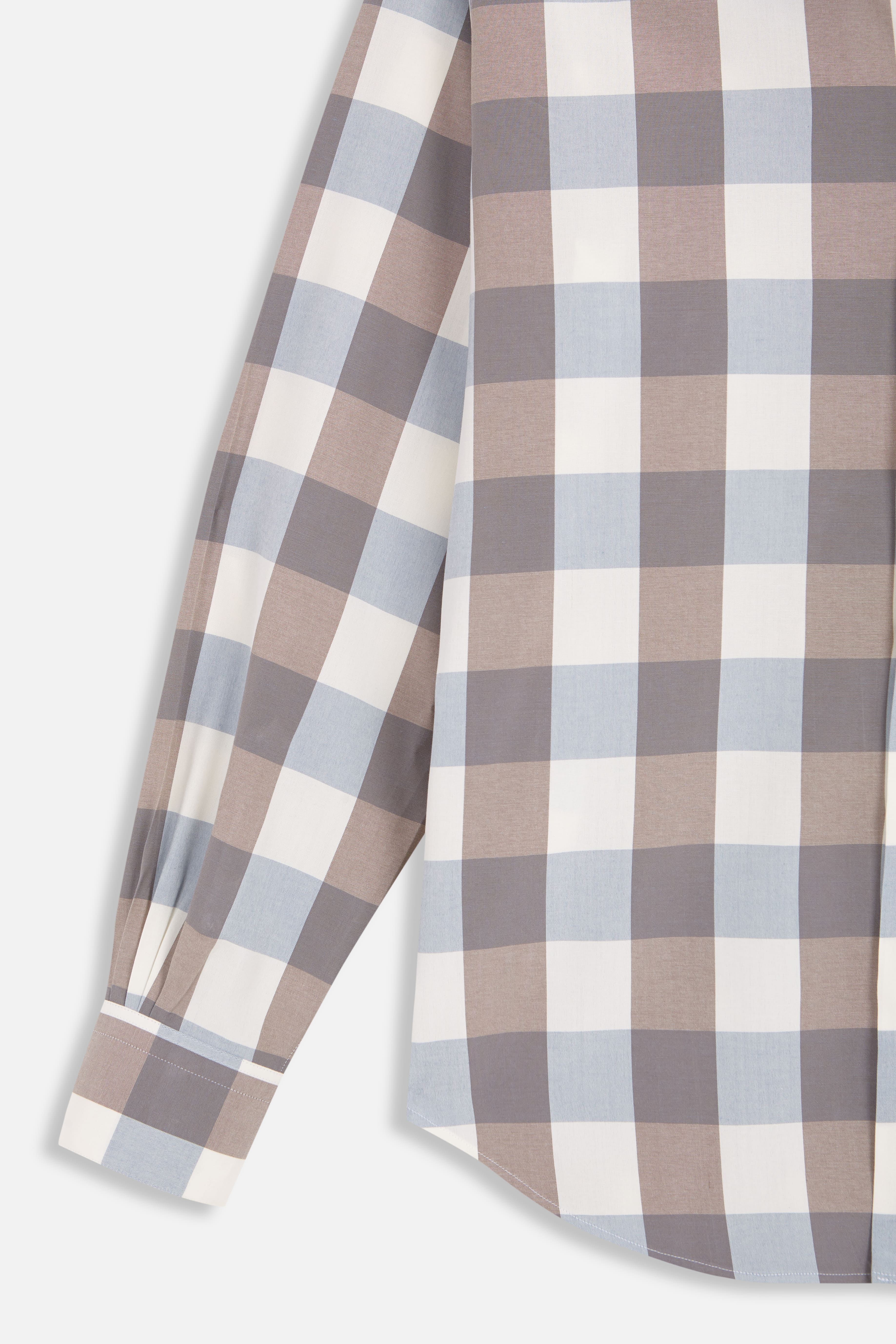 brown/bue/white checks normal shirt