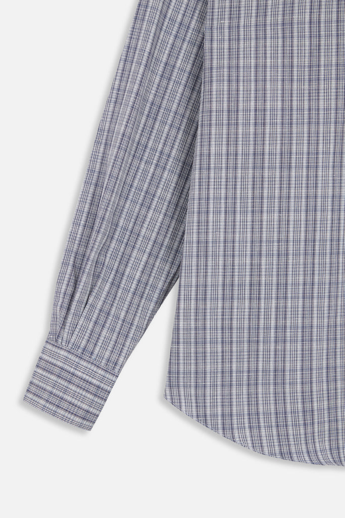 blue white multicheck normal shirt