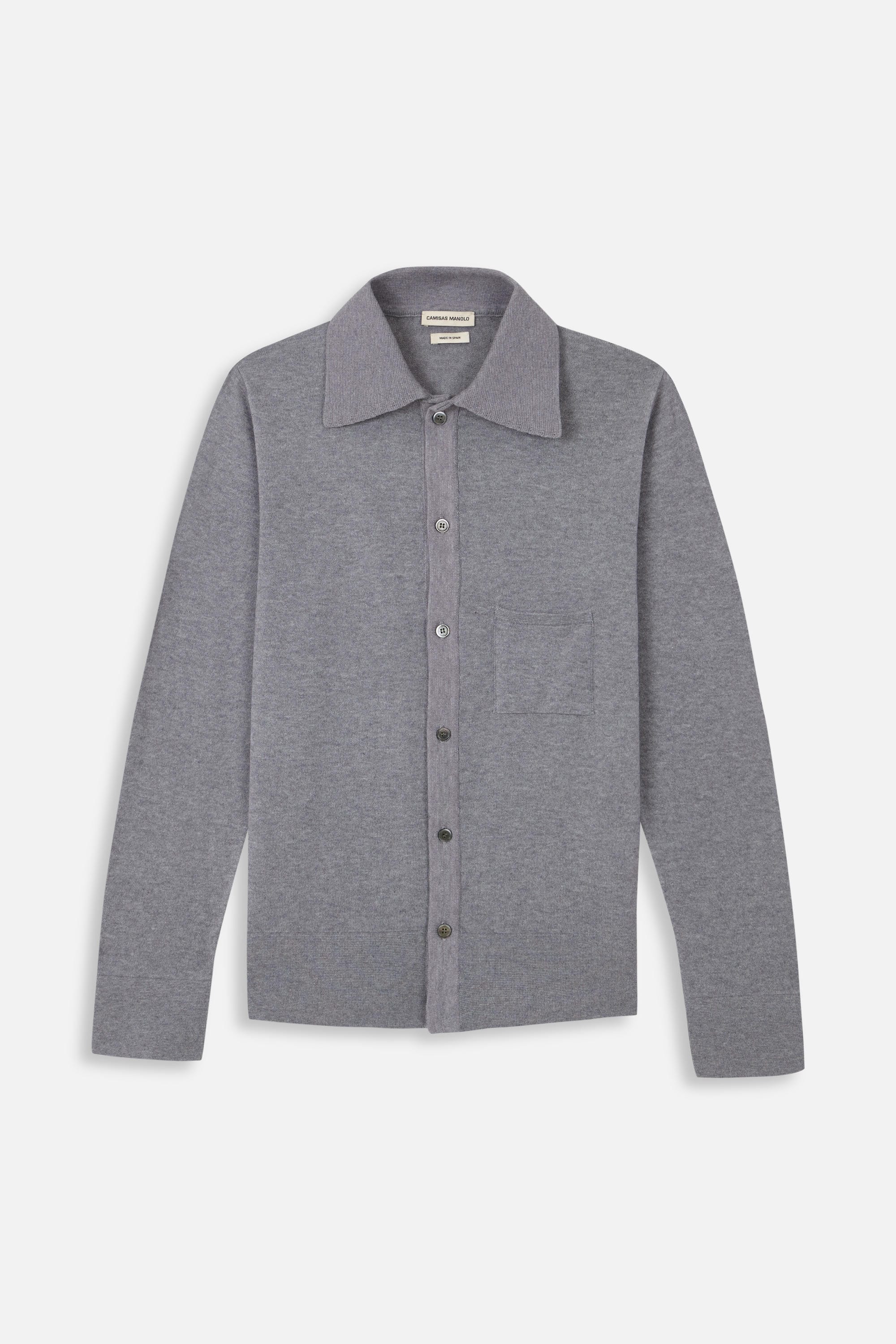 grey knitted shirt