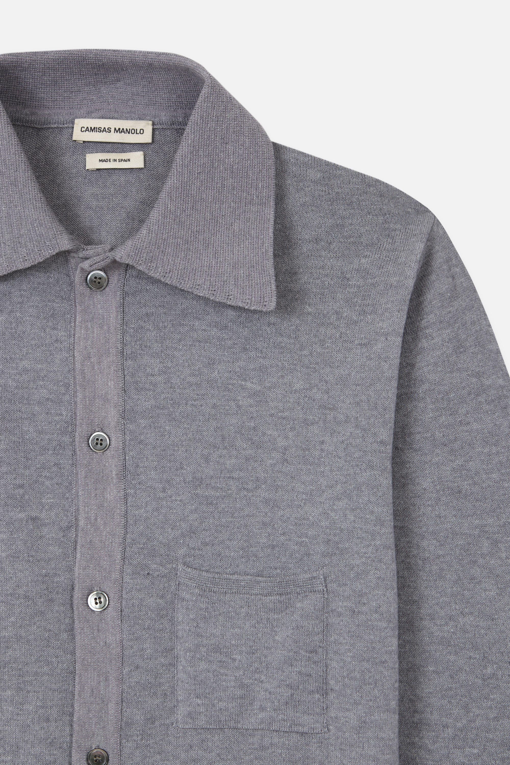 grey knitted shirt