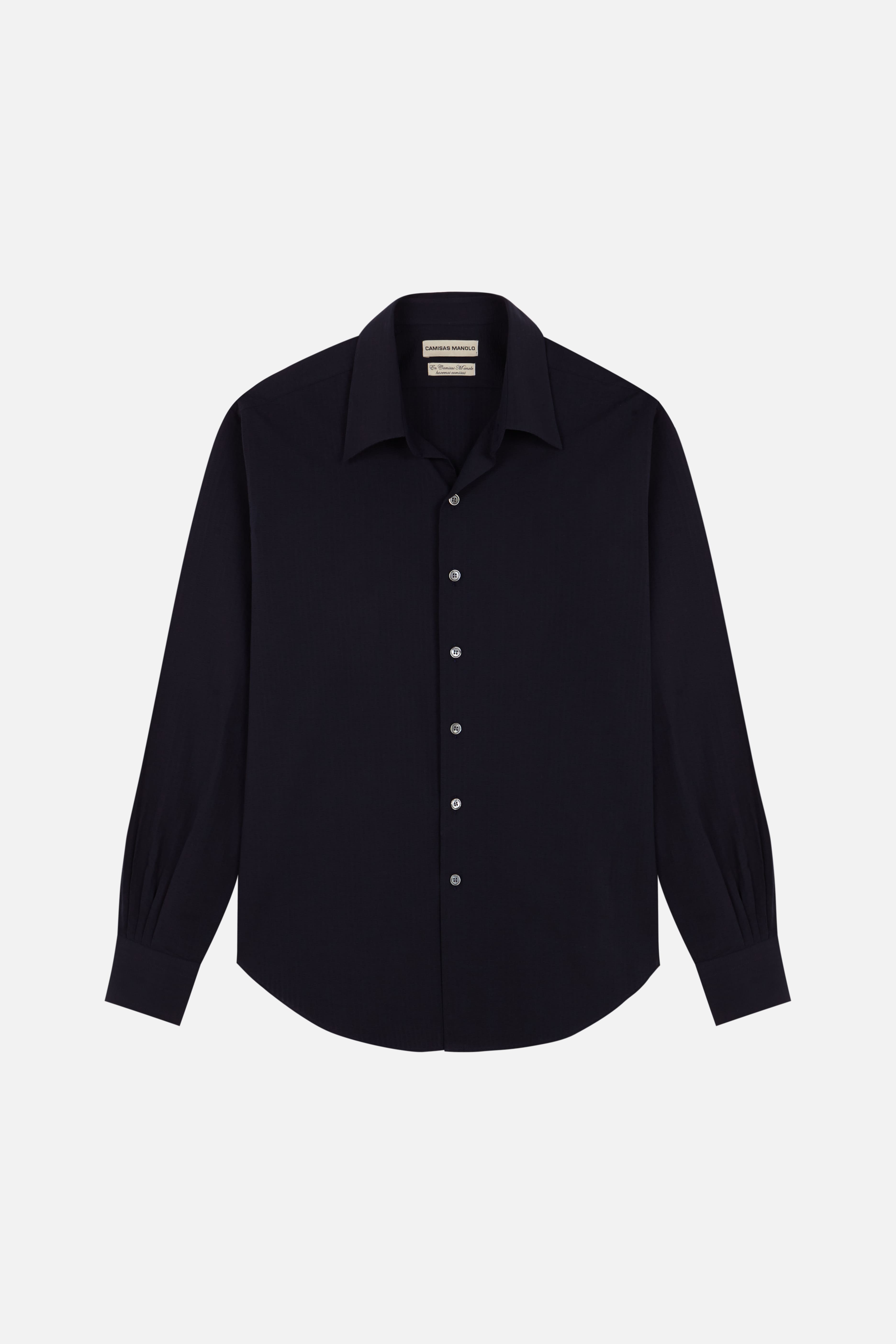 NAVY SEERSUCKER NORMAL SHIRT