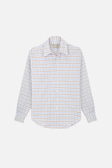 white blue/ocher checks normal shirt