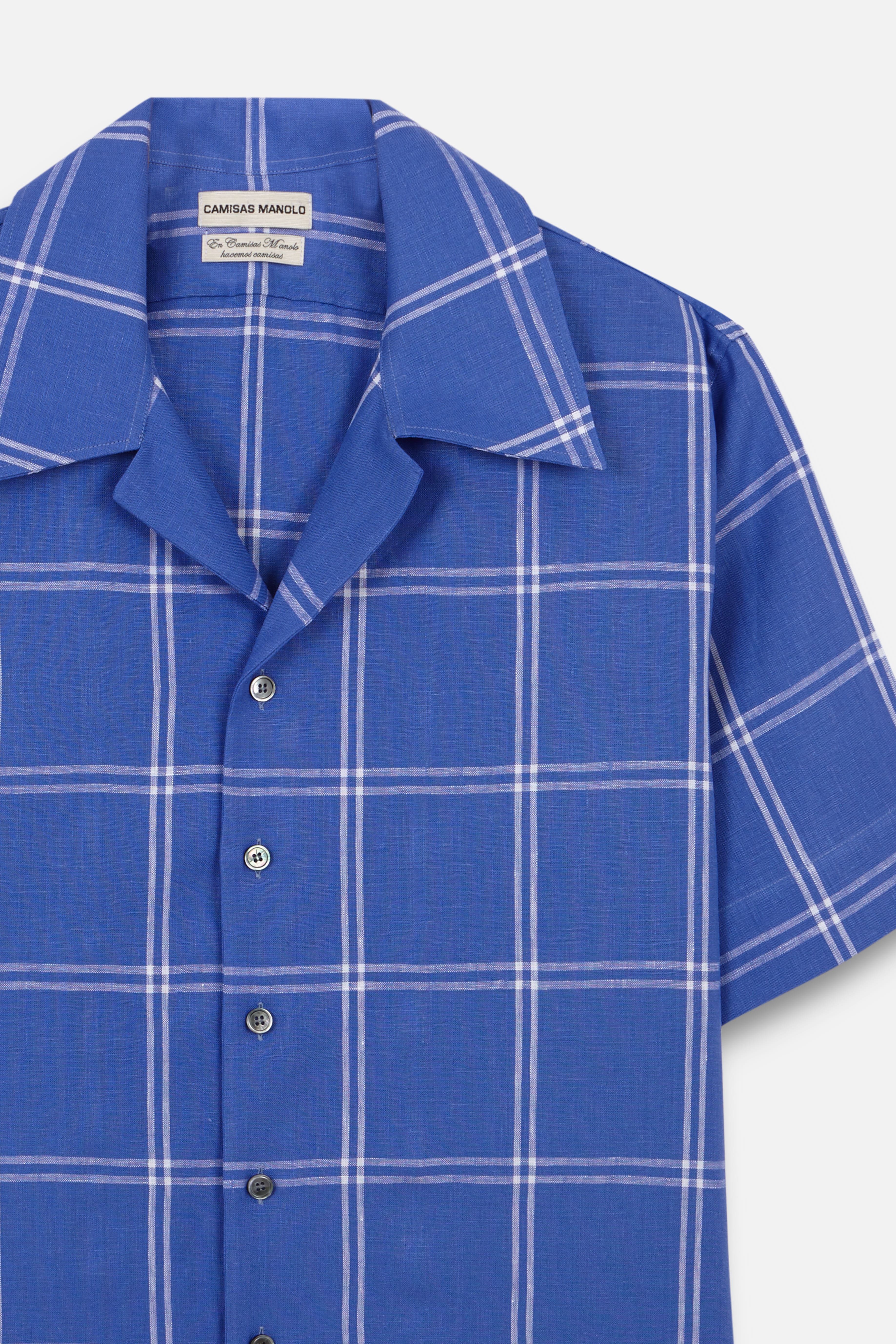 blue white window pane check school shirt