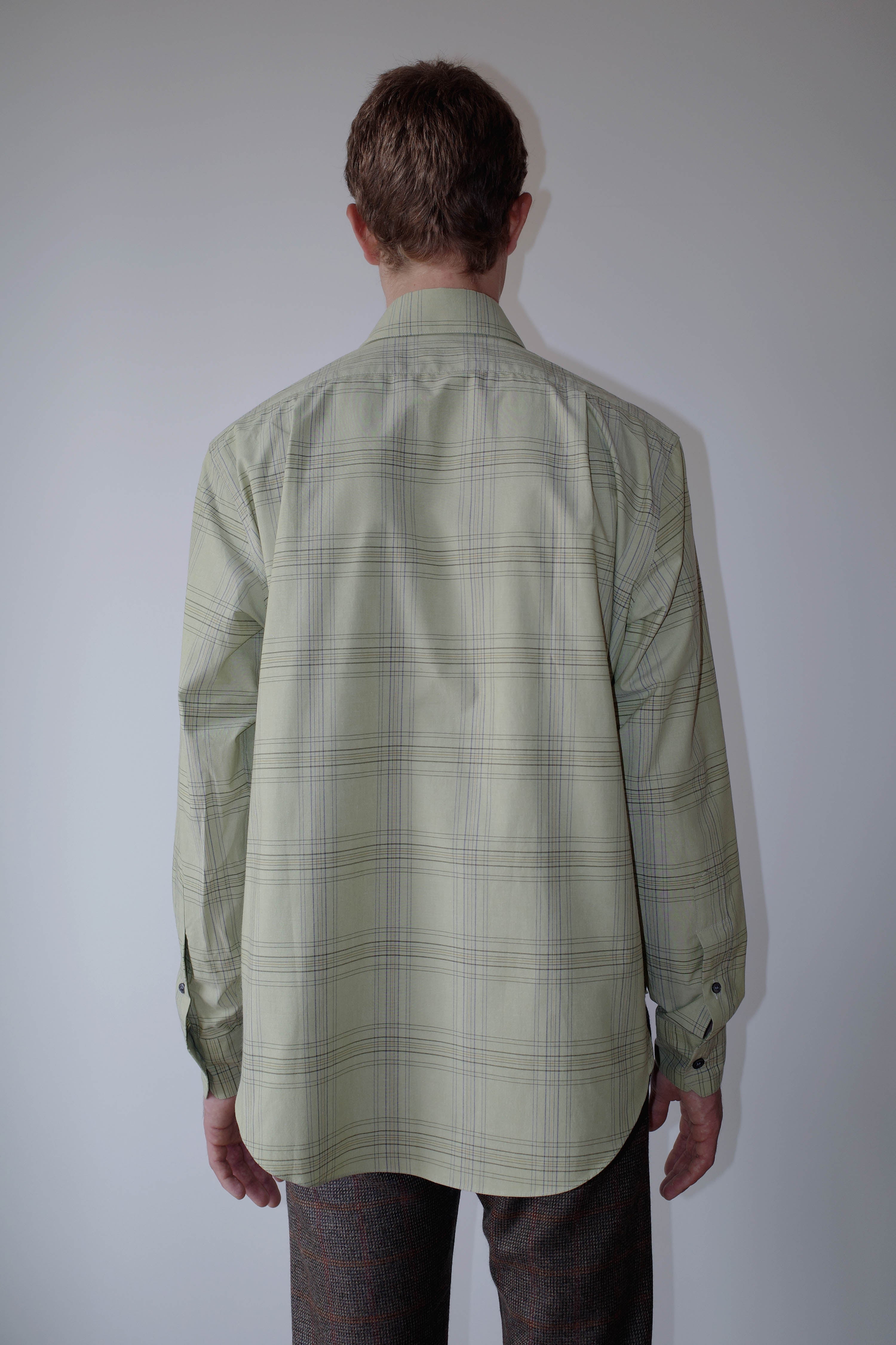 PALE GREEN BLUE CHECKS NORMAL SHIRT