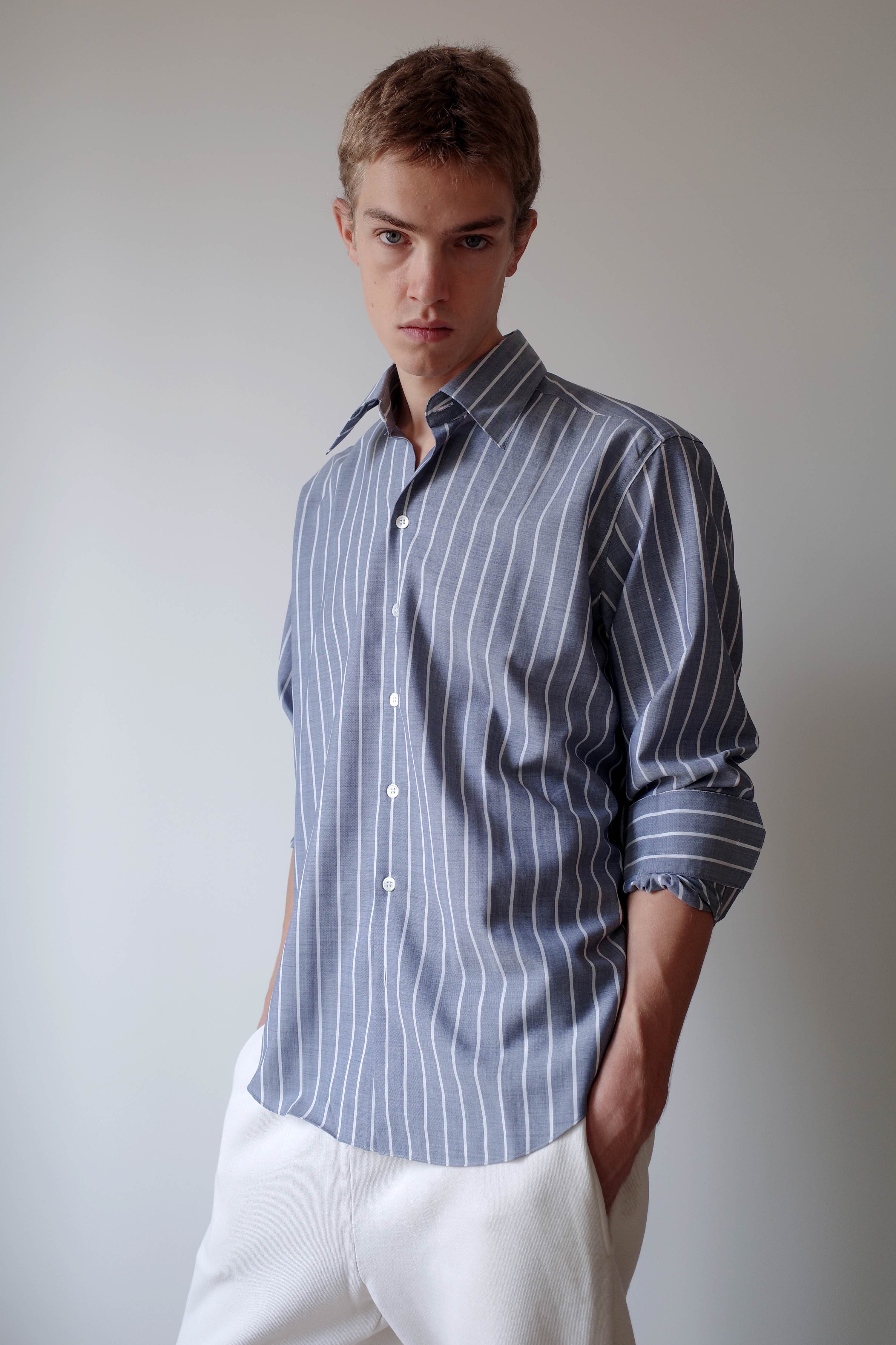 BLUE WHITE STRIPES NORMAL SHIRT
