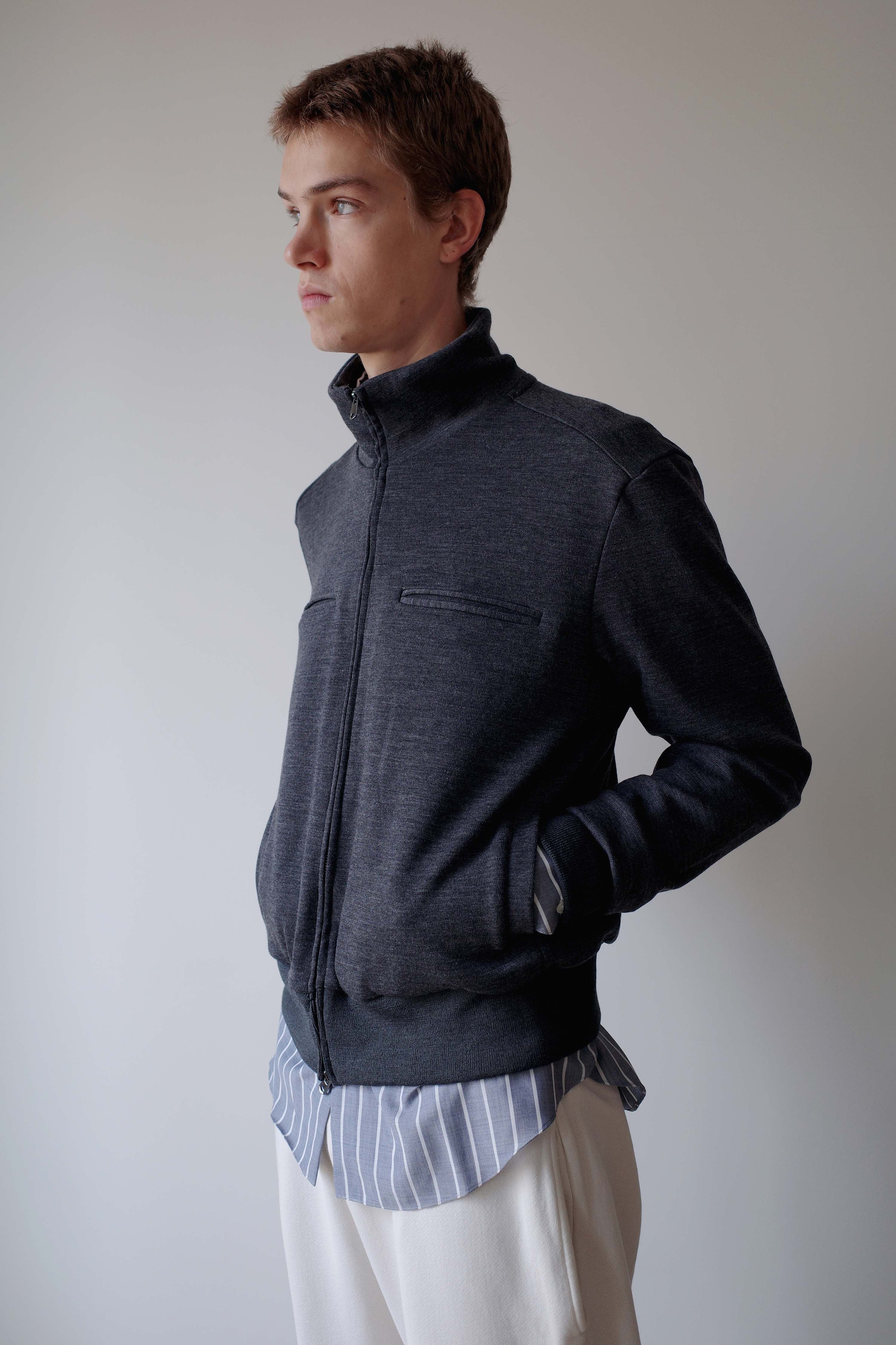 GREY JERSEY CM JACKET