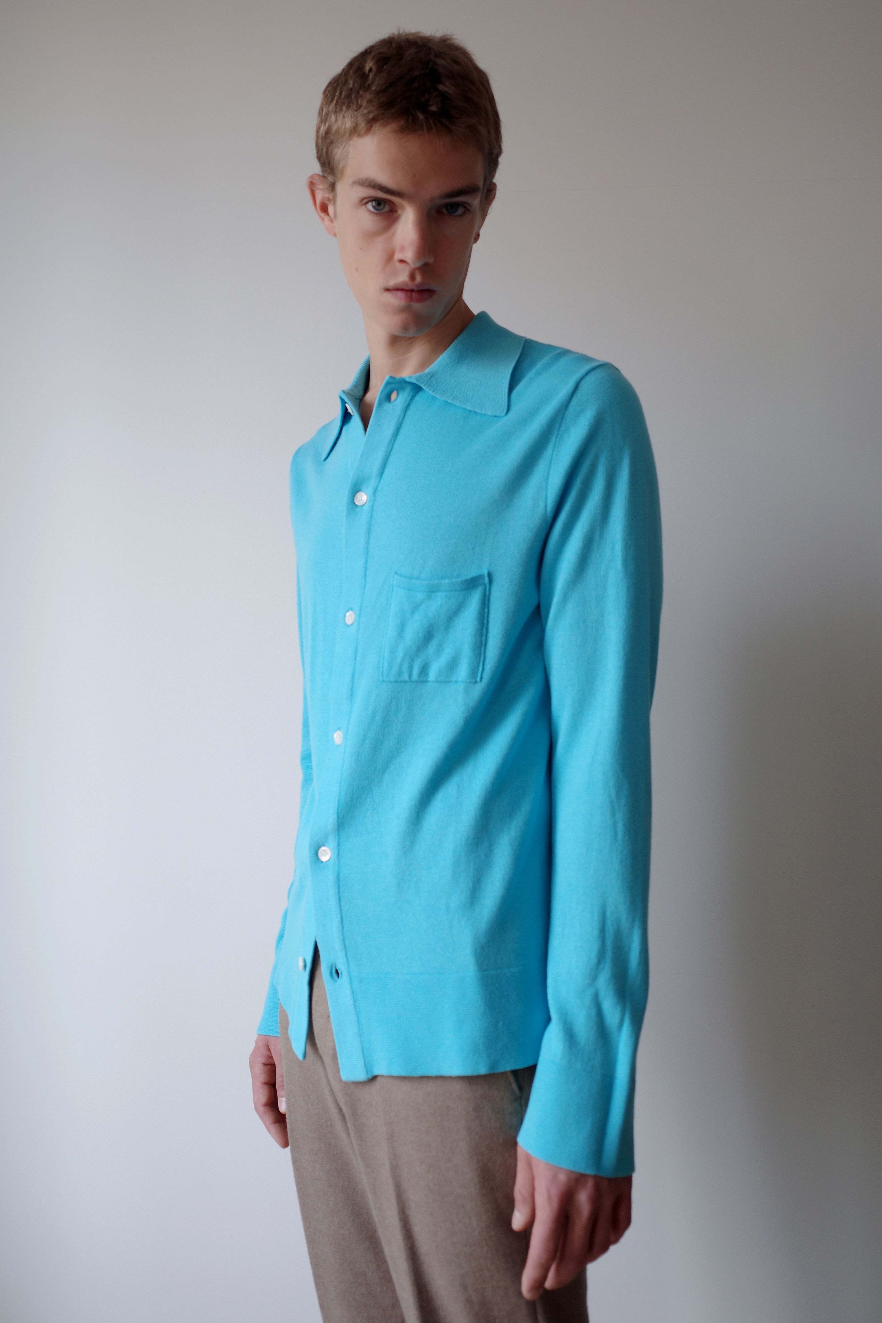 TURQUOISE KNITTED SHIRT