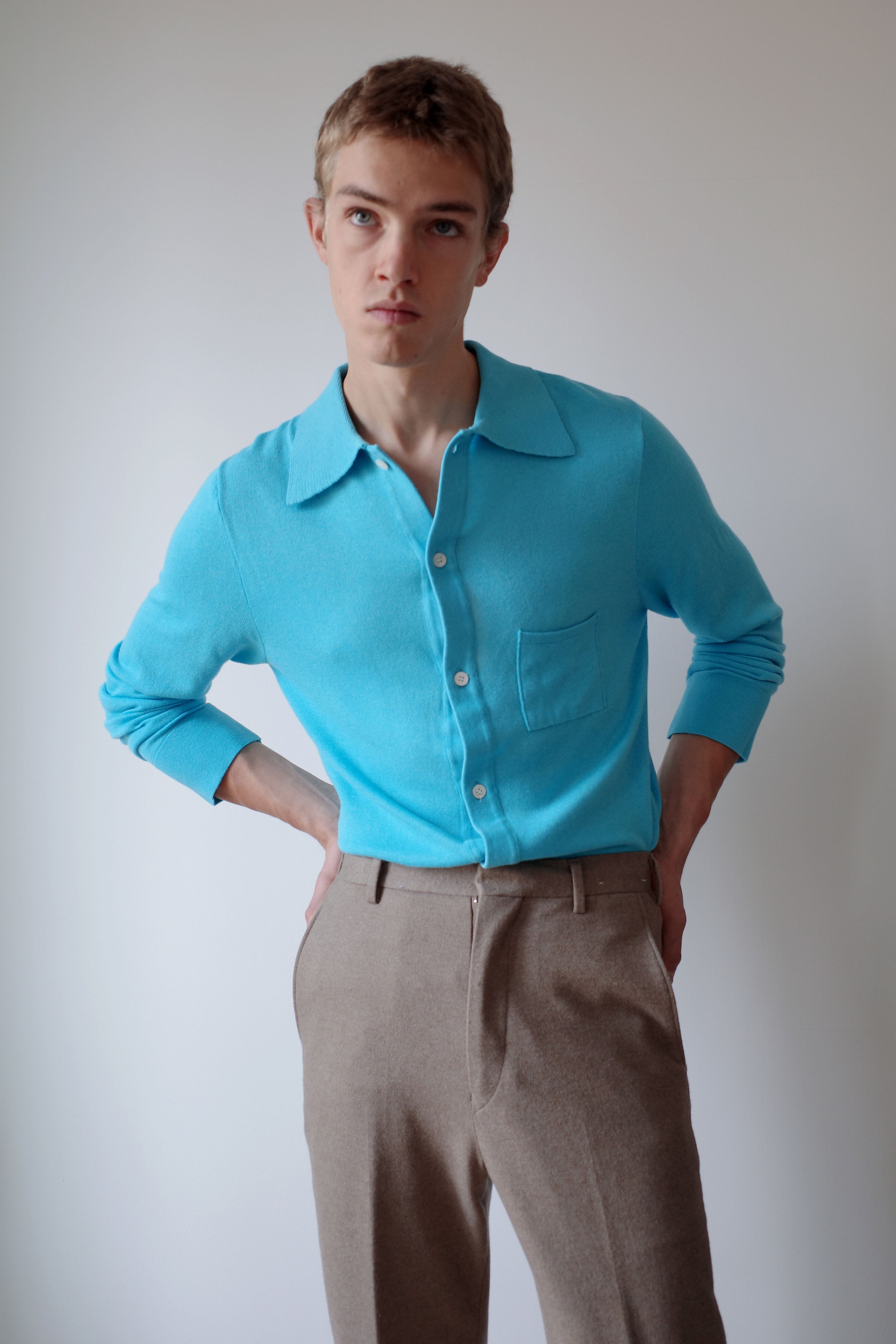 TURQUOISE KNITTED SHIRT