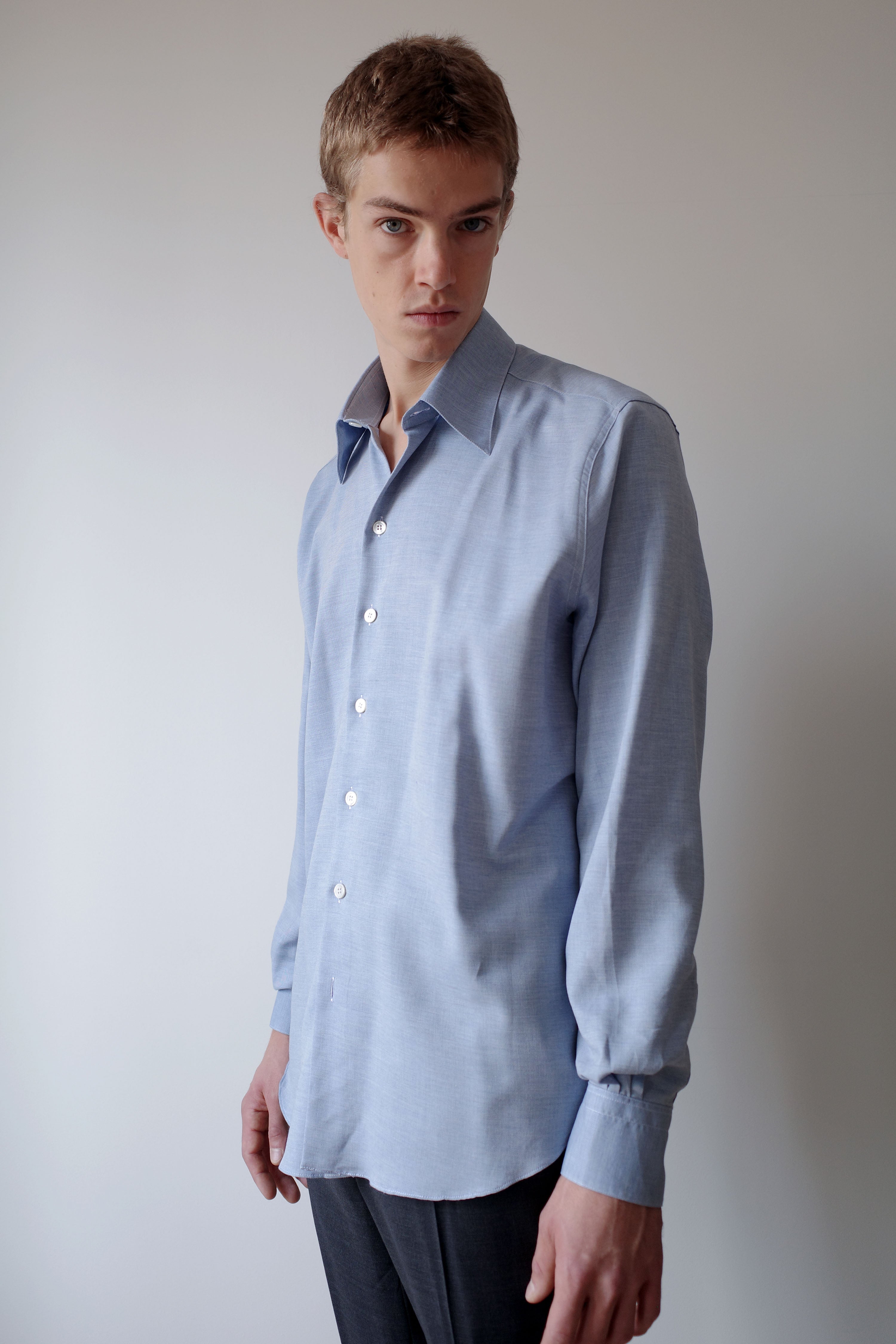 LIGHT BLUE MELANGE NORMAL SHIRT