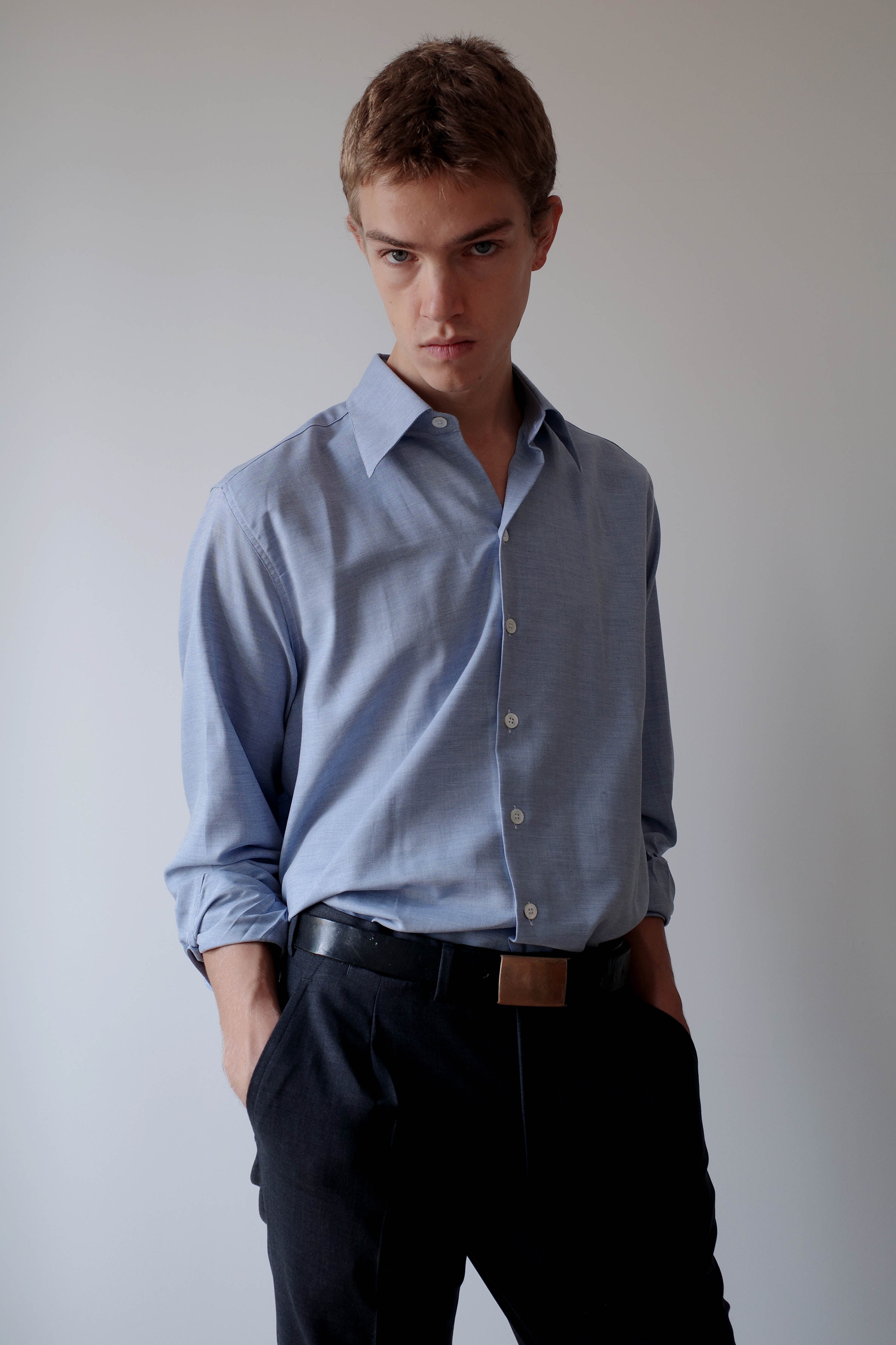 LIGHT BLUE MELANGE NORMAL SHIRT
