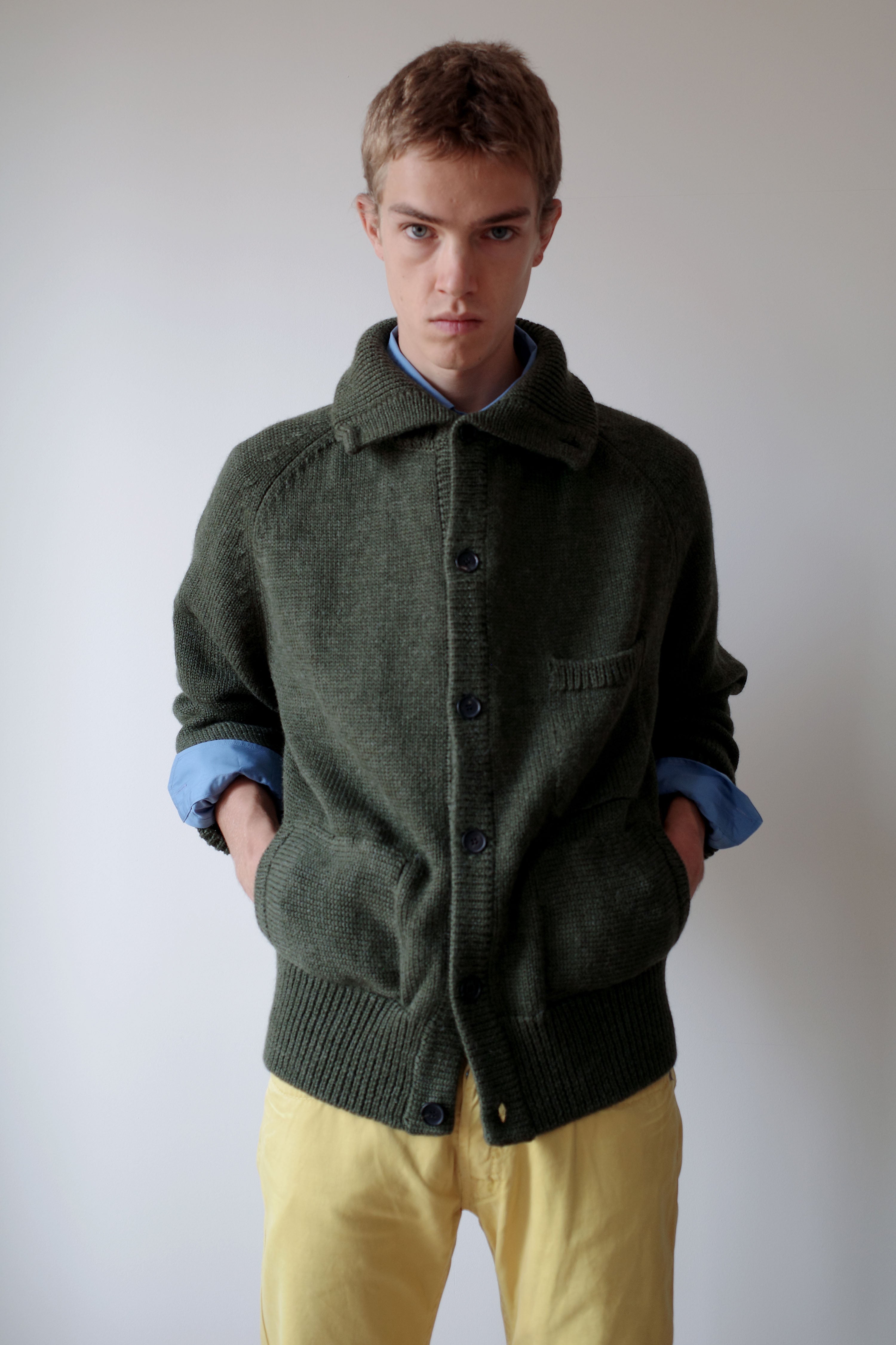FOREST GREEN KNITTED JACKET