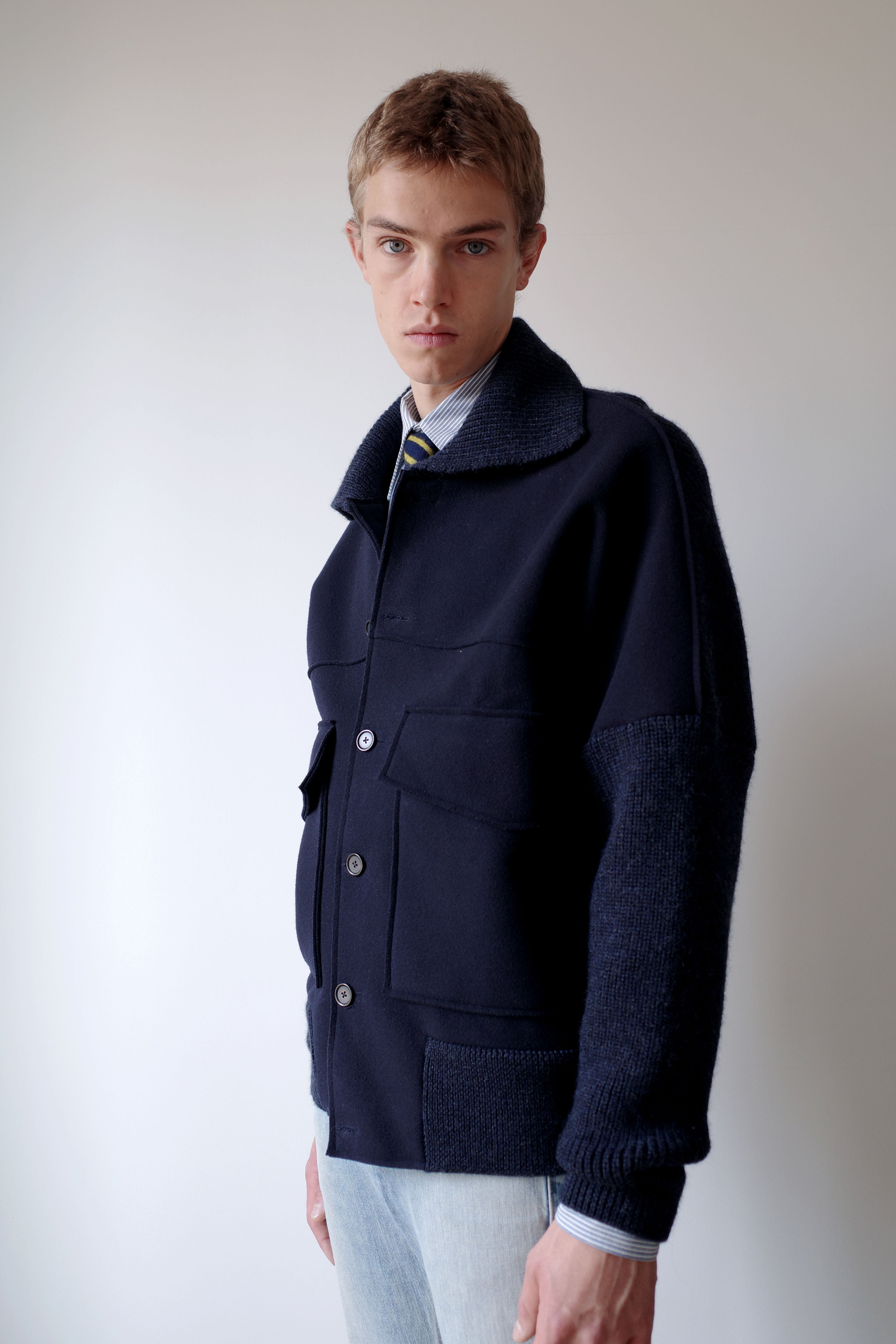 BLUE KNIT/FELT JACKET