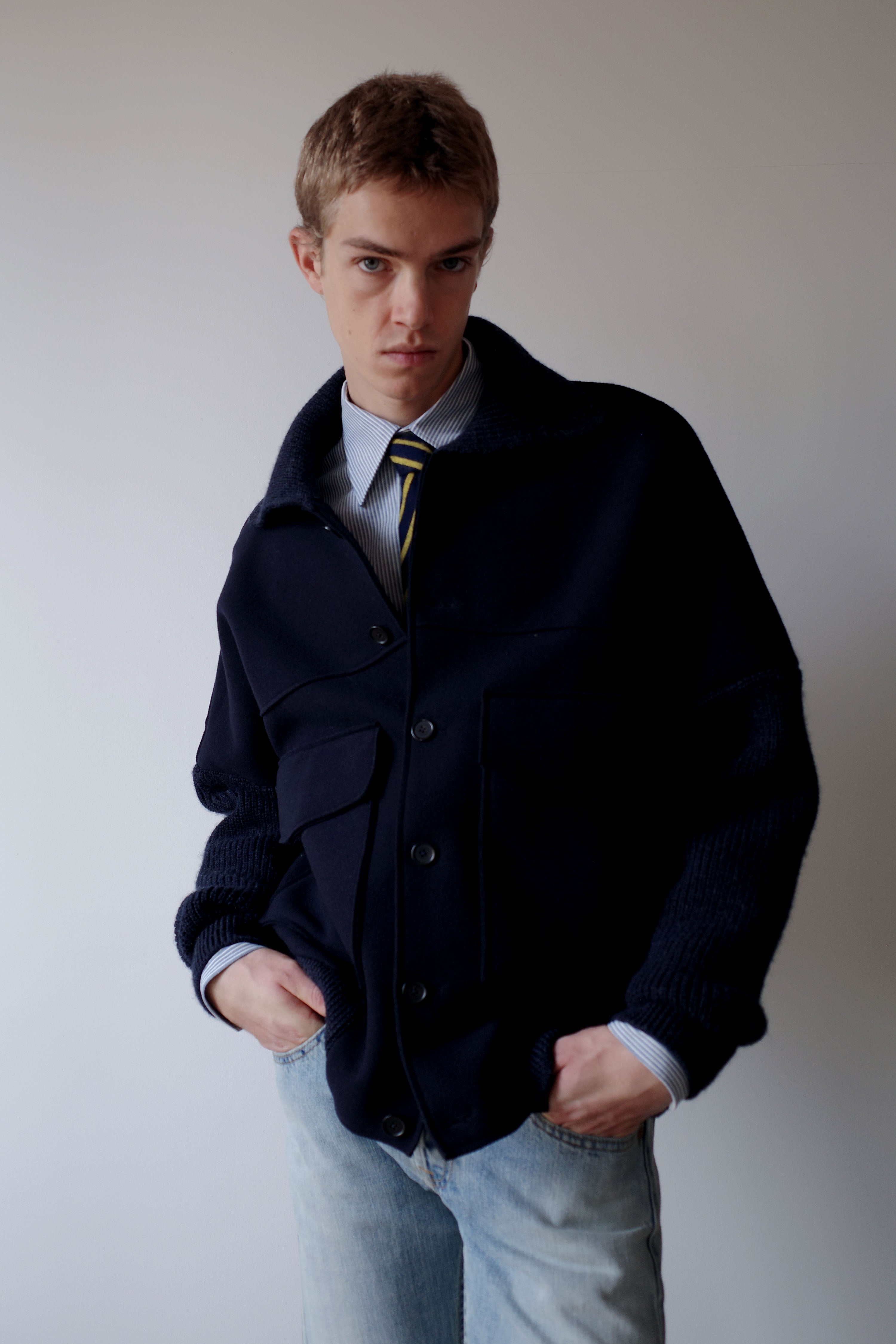 BLUE KNIT/FELT JACKET