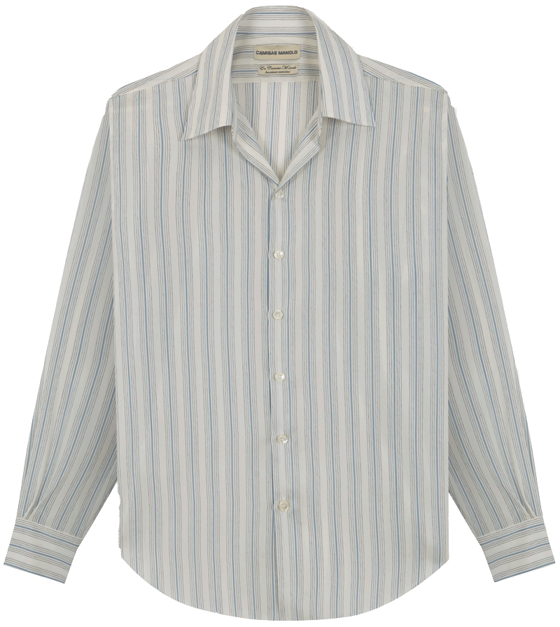WHITE BLUE/BLACK STRIPES normal shirt
