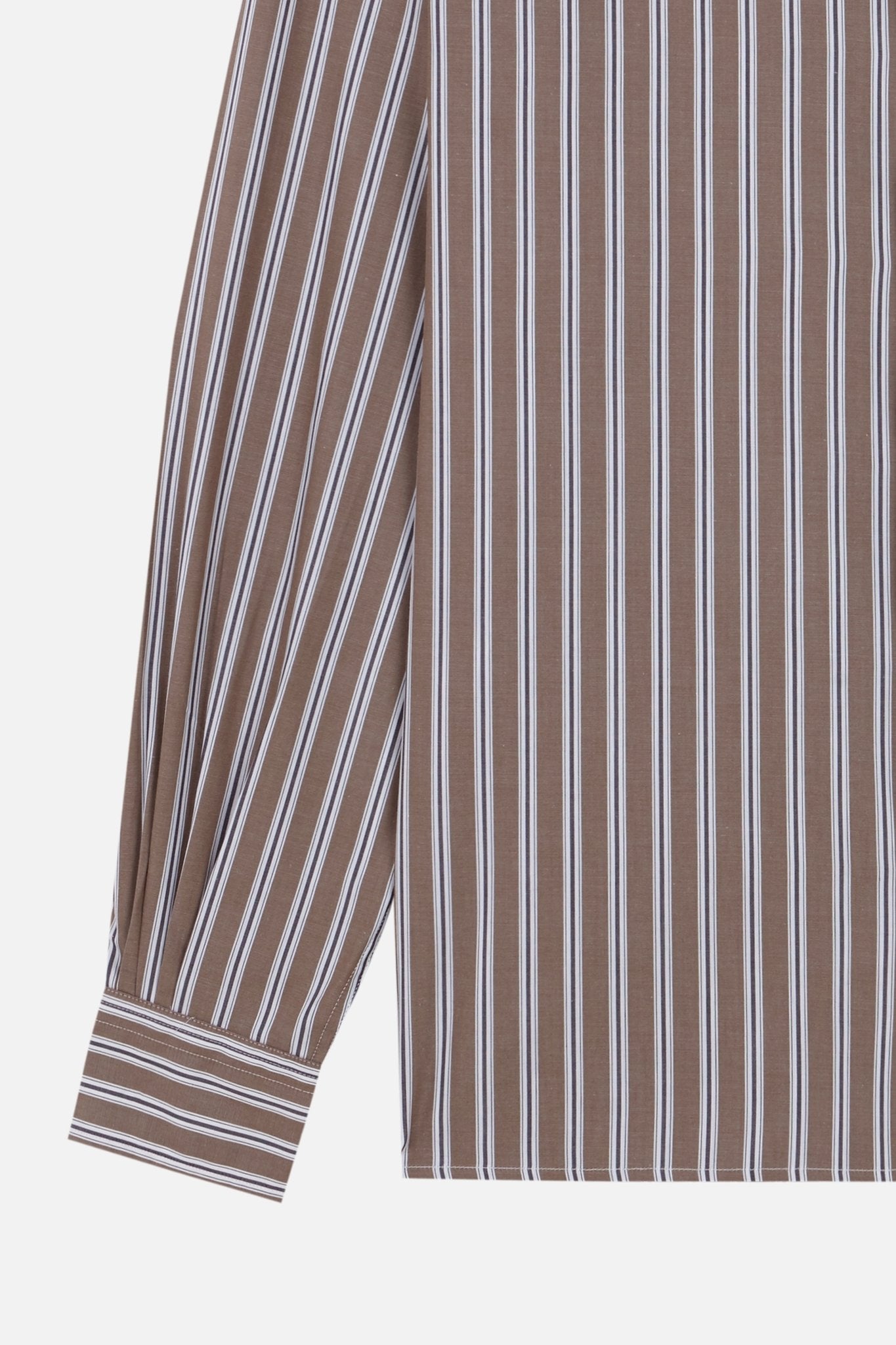 brown white/black stripes camisa shirt - Camisas Manolo