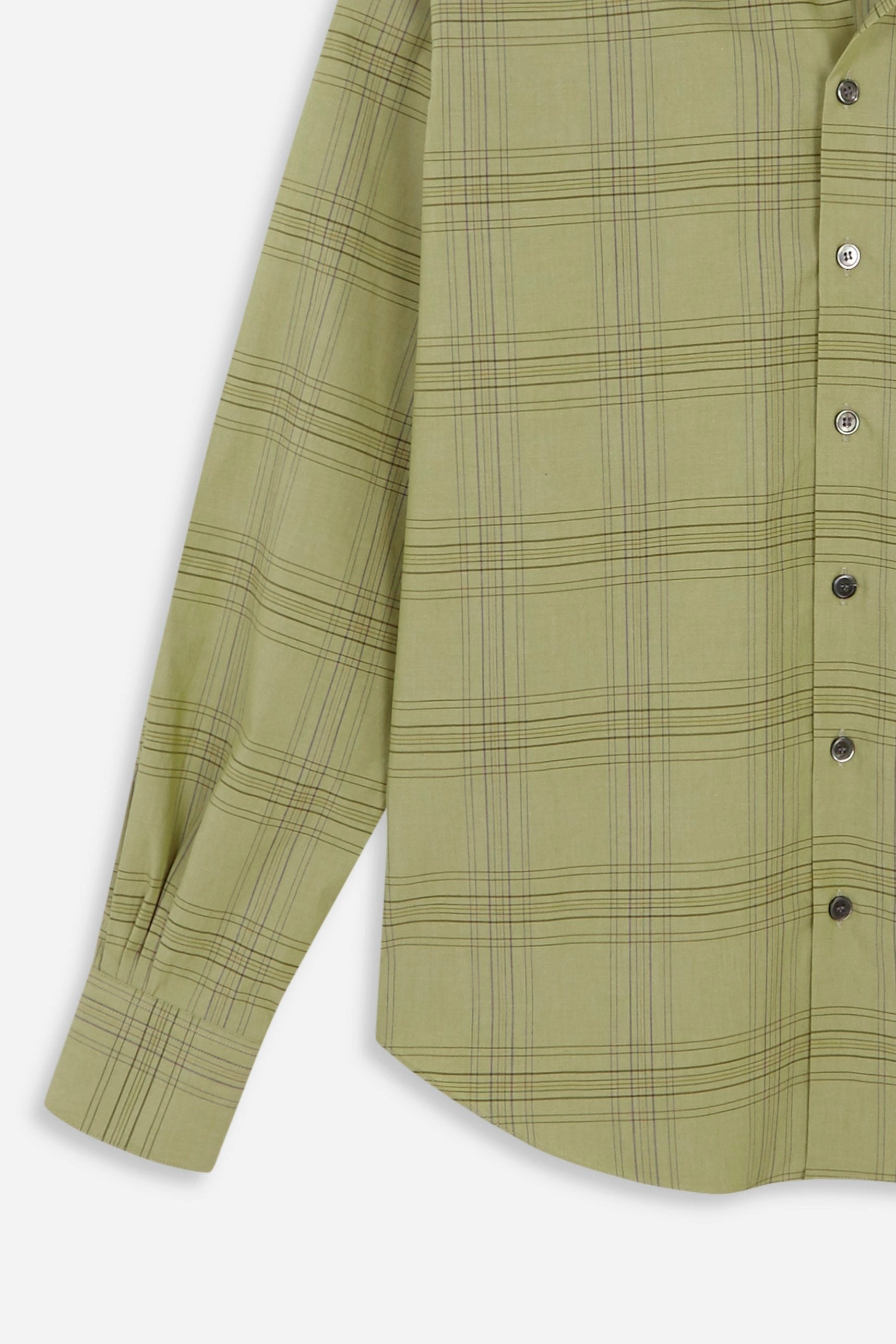 PALE GREEN BLUE CHECKS NORMAL SHIRT