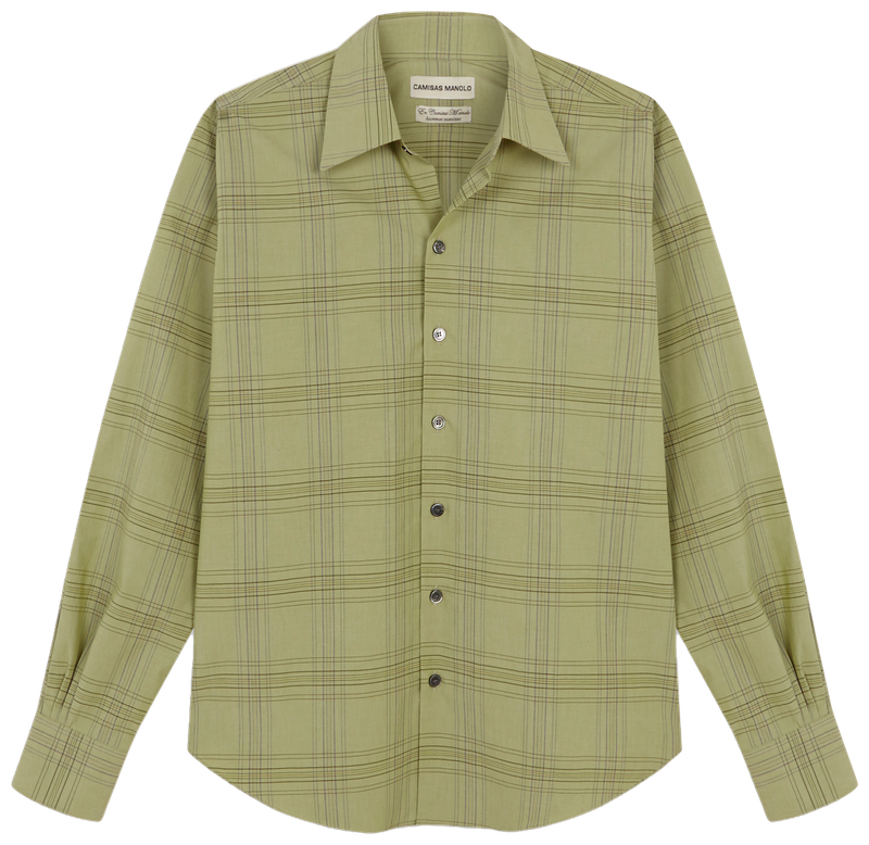 PALE GREEN BLUE CHECKS NORMAL SHIRT