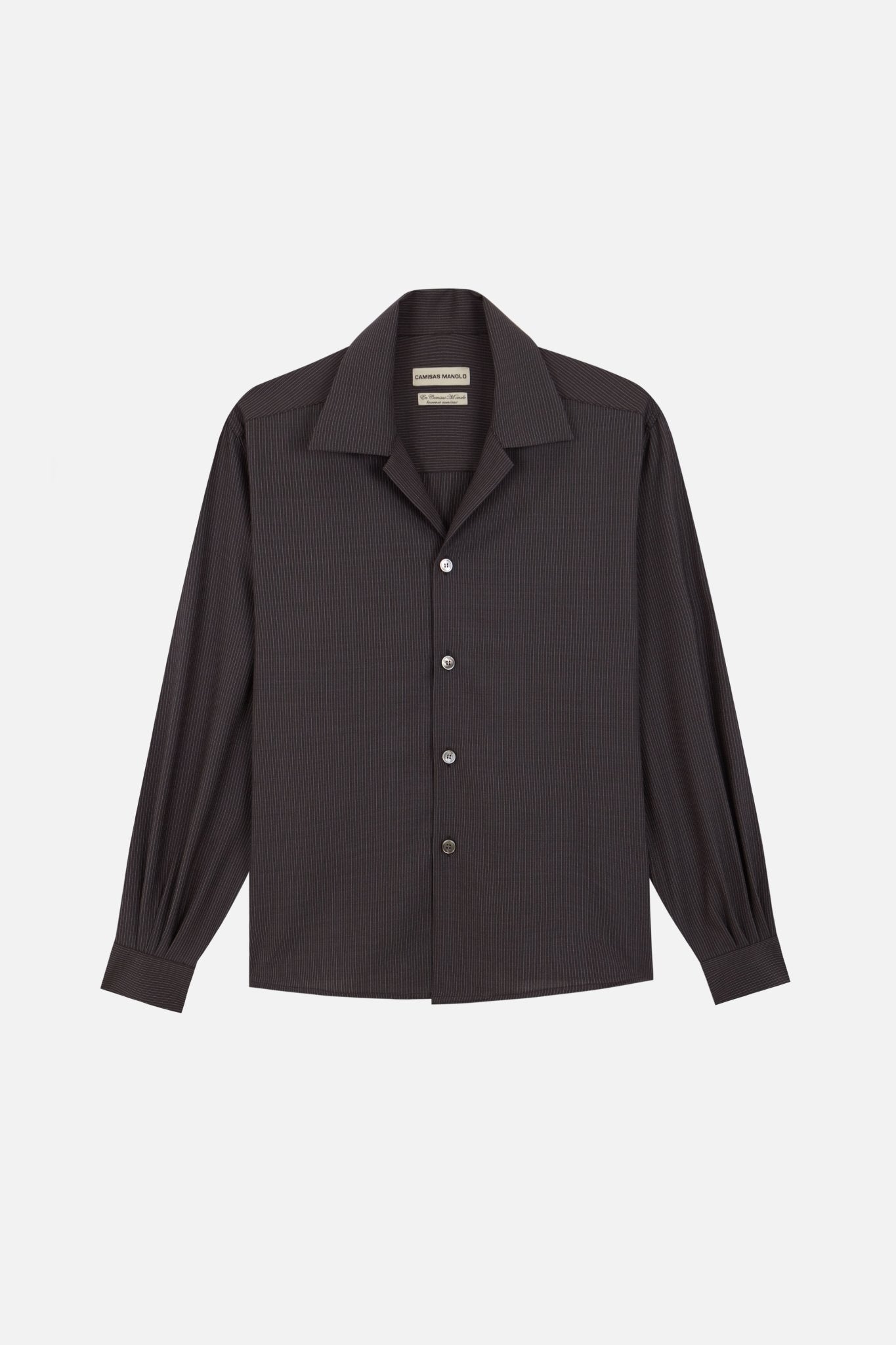 Grey blue/white stripes Buenas noches shirt - Camisas Manolo