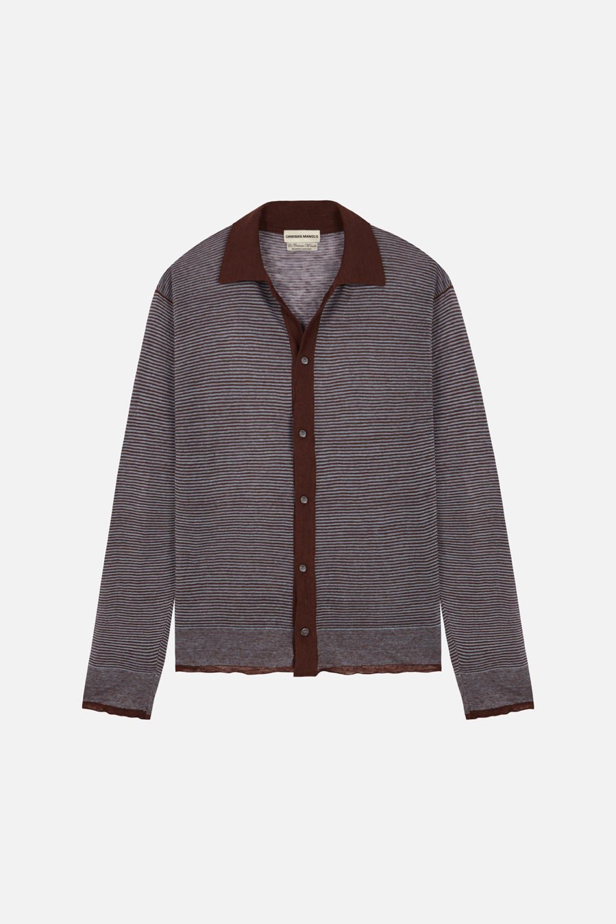 light blue/brown stripes knitted shirt - Camisas Manolo
