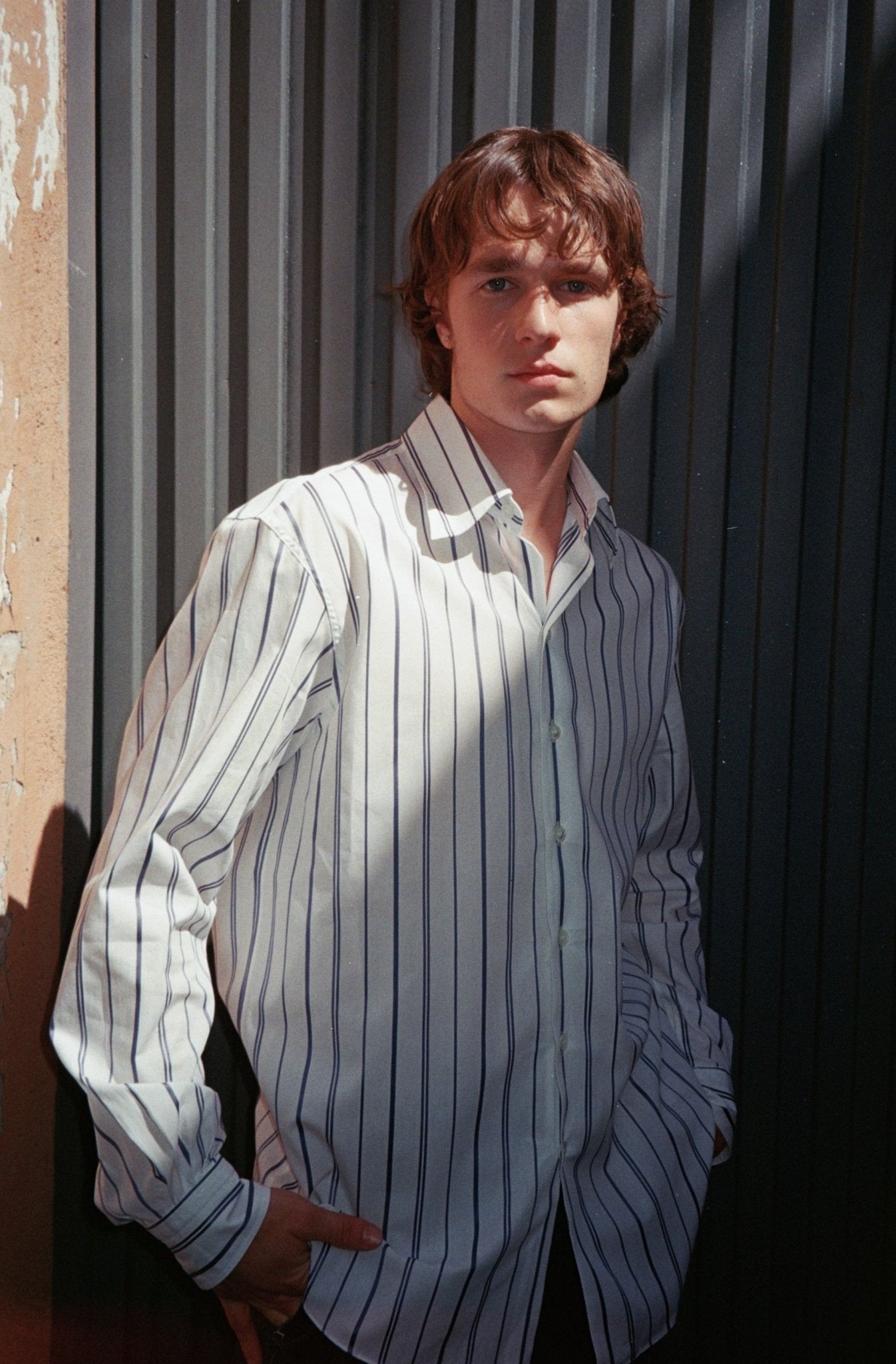 White blue stripes office shirt - Camisas Manolo